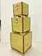 Vintage Handicraft Wooden Brass Work Cracking Painted Storage Box Set Of 3 Pcs