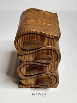 Vintage Handmade Carved Wood Butch & Newton Jewelry Box Teardrop