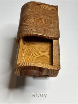 Vintage Handmade Carved Wood Butch & Newton Jewelry Box Teardrop