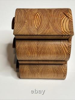 Vintage Handmade Carved Wood Butch & Newton Jewelry Box Teardrop