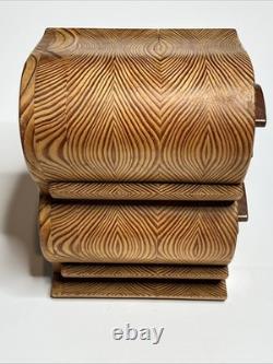 Vintage Handmade Carved Wood Butch & Newton Jewelry Box Teardrop