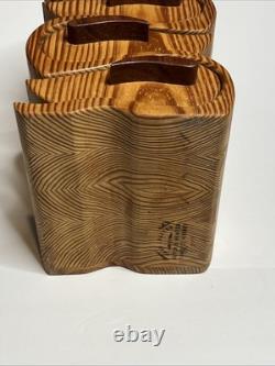 Vintage Handmade Carved Wood Butch & Newton Jewelry Box Teardrop