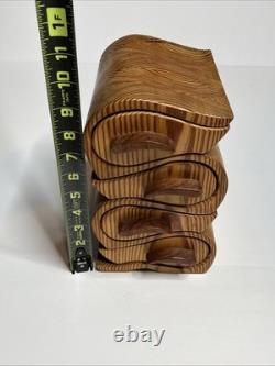 Vintage Handmade Carved Wood Butch & Newton Jewelry Box Teardrop