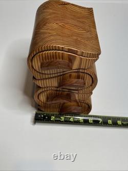 Vintage Handmade Carved Wood Butch & Newton Jewelry Box Teardrop