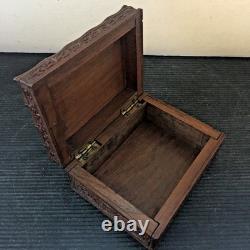 Vintage Handmade Carving Neatly Carved Floral Wood Trinket Jewelry wooden Box 5