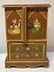 Vintage Handmade Chest Cabinet Jewelry Box India Pictoral Wood Beautiful As Is