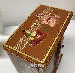 Vintage Handmade Chest Cabinet Jewelry Box INDIA Pictoral Wood Beautiful AS IS