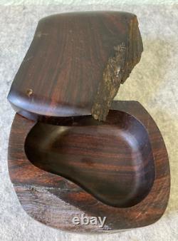 Vintage Handmade Doug Muscanell Ironwood Wooden Trinket Stash Box Wood Twist Lid