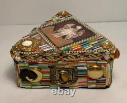 Vintage Handmade OOAK Beaded & Jeweled Trinket/Jewelry box