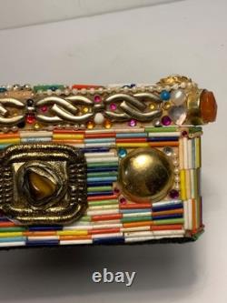 Vintage Handmade OOAK Beaded & Jeweled Trinket/Jewelry box