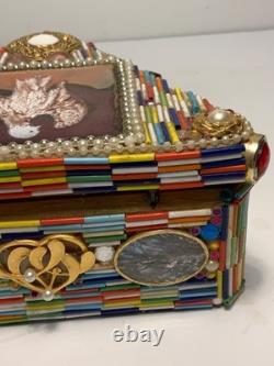 Vintage Handmade OOAK Beaded & Jeweled Trinket/Jewelry box