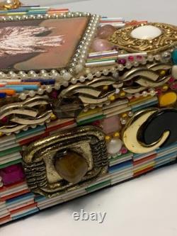 Vintage Handmade OOAK Beaded & Jeweled Trinket/Jewelry box