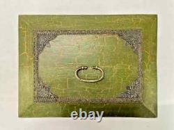 Vintage Handmade Wooden Brass Work Cracking Paint Cash Jewelry Storage Box