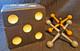Vintage Handmade Wooden Jacks Set Large Dice Style Storage Box