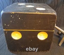 Vintage Handmade Wooden Jacks Set Large Dice Style Storage Box