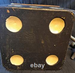 Vintage Handmade Wooden Jacks Set Large Dice Style Storage Box