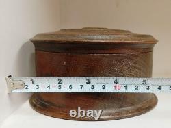 Vintage Handmade Wooden Round Empty Box