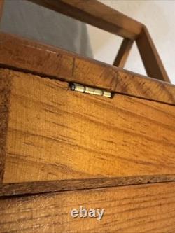 Vintage Handmade Wooden Sewing Box Accordion Tote Hand-Painted Floral