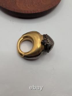 Vintage Handpainted Rochard Limoges Gold Unusual Ring Shaped Trinket Box