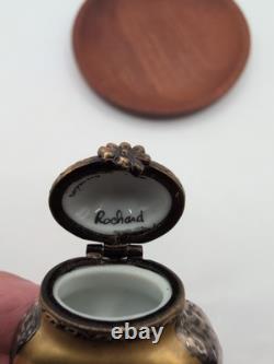 Vintage Handpainted Rochard Limoges Gold Unusual Ring Shaped Trinket Box