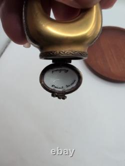 Vintage Handpainted Rochard Limoges Gold Unusual Ring Shaped Trinket Box