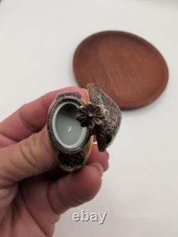 Vintage Handpainted Rochard Limoges Gold Unusual Ring Shaped Trinket Box