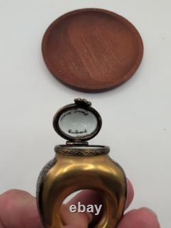 Vintage Handpainted Rochard Limoges Gold Unusual Ring Shaped Trinket Box