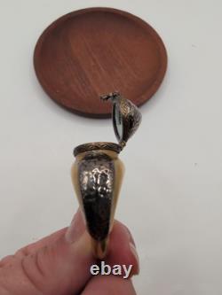 Vintage Handpainted Rochard Limoges Gold Unusual Ring Shaped Trinket Box