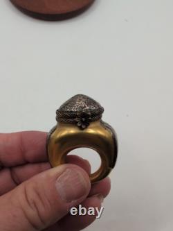 Vintage Handpainted Rochard Limoges Gold Unusual Ring Shaped Trinket Box