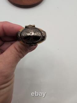 Vintage Handpainted Rochard Limoges Gold Unusual Ring Shaped Trinket Box