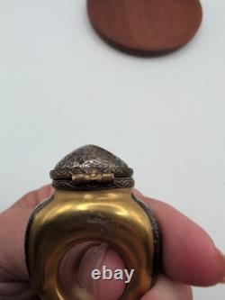 Vintage Handpainted Rochard Limoges Gold Unusual Ring Shaped Trinket Box