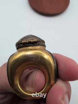 Vintage Handpainted Rochard Limoges Gold Unusual Ring Shaped Trinket Box