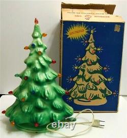 Vintage Hard Plastic Peg Light Table Top Christmas Tree Blow Mold Original Box