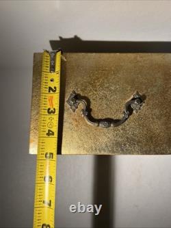 Vintage Heavy Brass-Look Jewelry Box with Hummingbird & Floral Relief