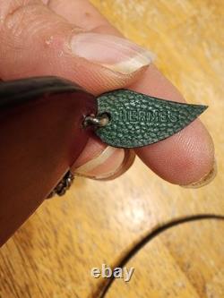 Vintage Hermès leather plum fruit bag charm and keychain featuring burgundy box