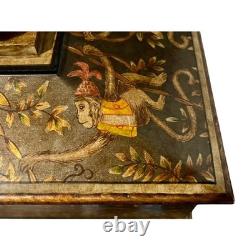 Vintage Hilda Flack Black Gold Finish Hinged Box with Monkeys Flaw