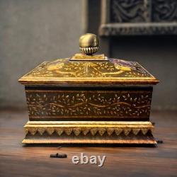 Vintage Hilda Flack Black Gold Finish Hinged Box with Monkeys Flaw