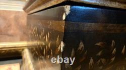 Vintage Hilda Flack Black Gold Finish Hinged Box with Monkeys Flaw