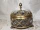 Vintage Hollywood Regency Brass & Bubble Glass Jewelry Casket Footed Box