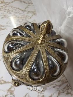 Vintage Hollywood Regency Brass & Bubble Glass Jewelry Casket Footed Box Vintage Hollywood Regency Brass & Bubble Glass Jewelry Casket Footed Box