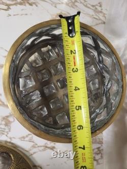 Vintage Hollywood Regency Brass & Bubble Glass Jewelry Casket Footed Box