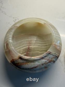 Vintage Honey Onyx (Banded Calcite) Lidded Trinket Box Mid-Century Decor