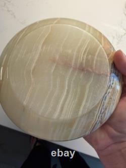 Vintage Honey Onyx (Banded Calcite) Lidded Trinket Box Mid-Century Decor