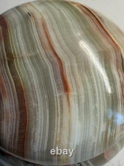 Vintage Honey Onyx (Banded Calcite) Lidded Trinket Box Mid-Century Decor