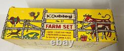 Vintage Hubley #57 Farm Set Box Plastic Farm Figures Animals USA Toy Lot