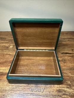 Vintage ITALIAN Mid-Century Mosaic PIETRA DURA Green Leather Box c1950s