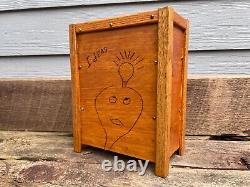 Vintage Idea/Suggestion Box Handmade Wood Burned Functional Folk Art Unique