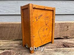 Vintage Idea/Suggestion Box Handmade Wood Burned Functional Folk Art Unique