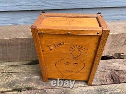 Vintage Idea/Suggestion Box Handmade Wood Burned Functional Folk Art Unique