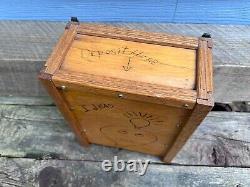 Vintage Idea/Suggestion Box Handmade Wood Burned Functional Folk Art Unique